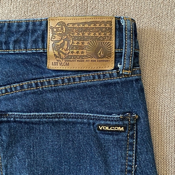 Volcom Mens 32 x‎ 30 Vorta Slim-Fit Stretch Straight Denim Jeans Soft Dark Rinse - Picture 9 of 11